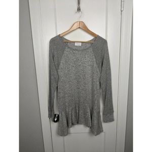 Emelia Heather Gray Long Sleeve Peplum Sweater